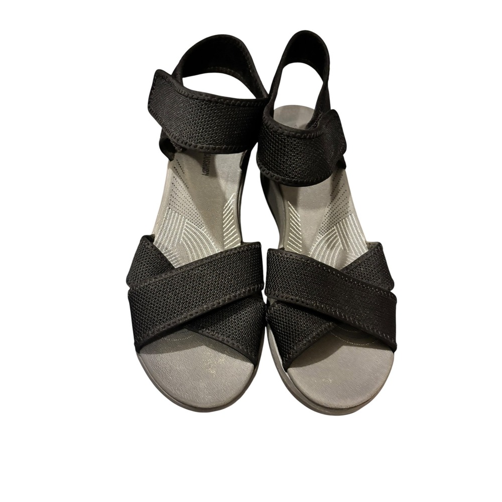 Clarks Cloudsteppers Arla Glitz Black Wedge Sandals Womens 7.5 M 261517874050